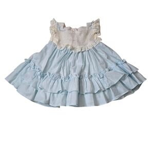 Vintage Martha's Miniatures Light Blue Ruffled Dress with Lace Trim